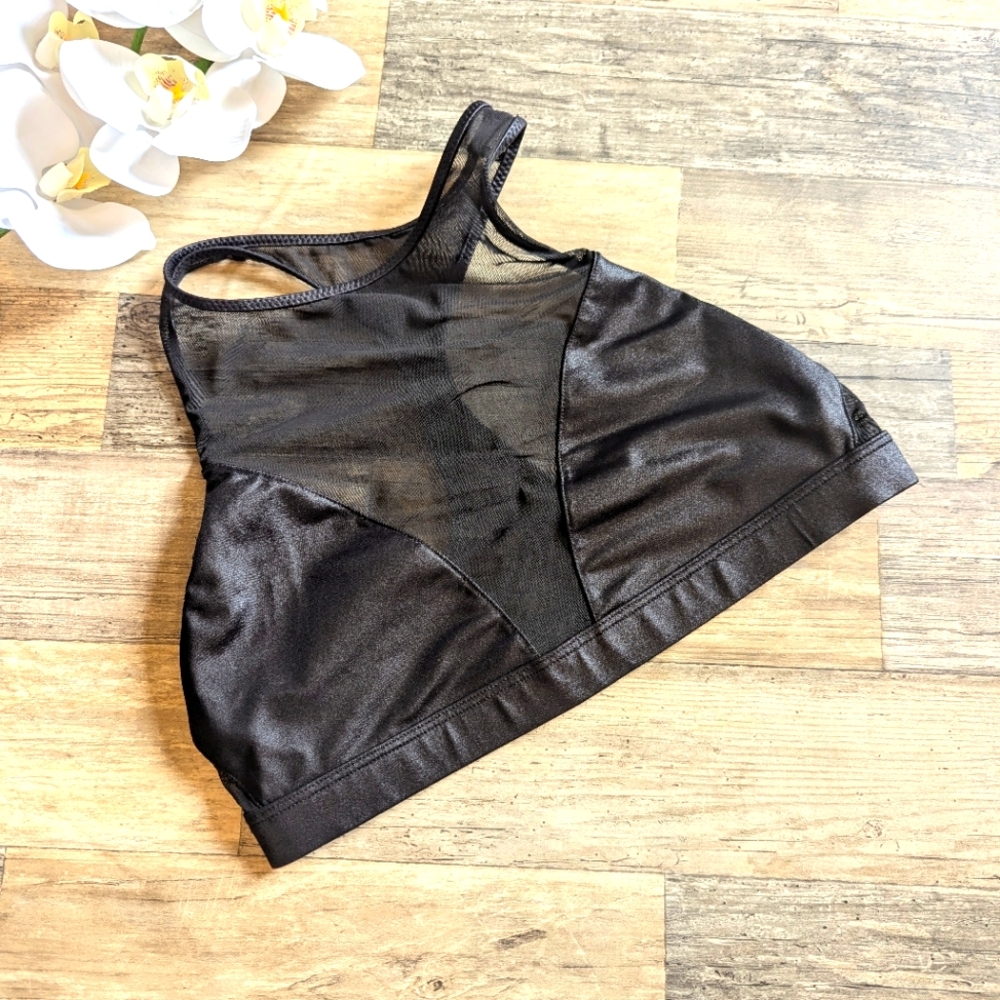 Victoria's Secret sexy mesh faux leather sports bra size S EUC